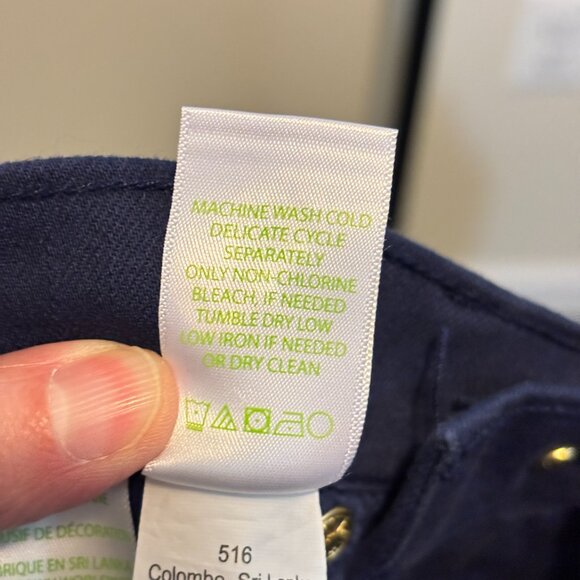 Lilly Pulitzer South Ocean Skinny Crop True Navy Fringe Cuff Pants - Picture 11 of 12